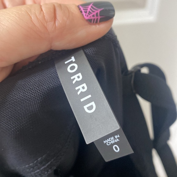 Torrid Wire-Free Lightly Lined Mid Coverage Lattice Front swimsuit - Picture 2 of 7